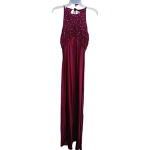 Blondie & Me Evening Ball Gown Deep Cherry Red sequin by Linda Bernell Size 11 J